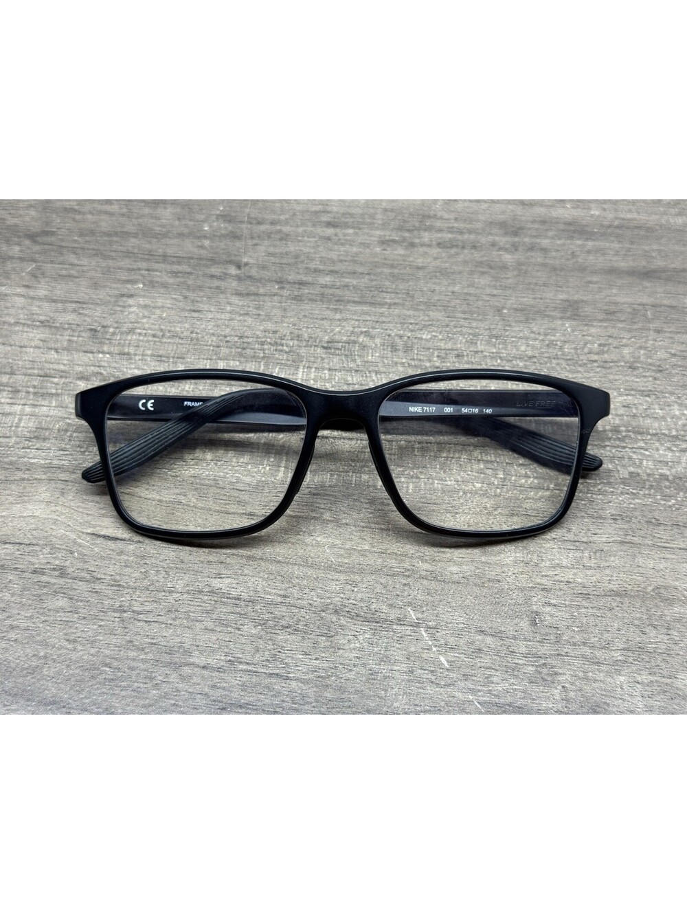 Nike Eyeglasses 7117 001 Live Free 54[]16-140 Black Rectangular Frames Only